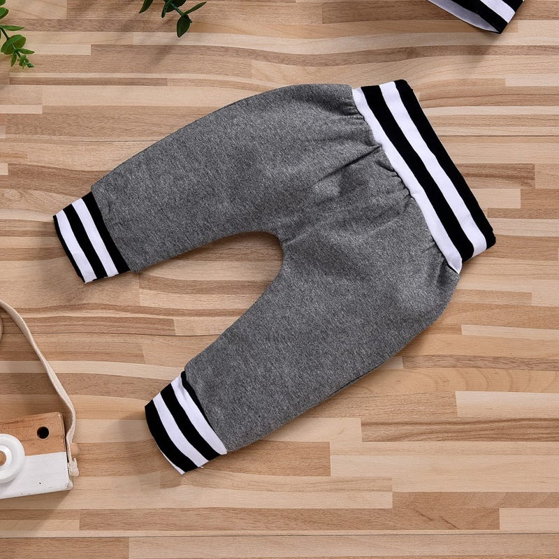 Aalizzwell Preemie Baby Boys Clothes Romper Pants Outfit Spring Fall Winter Clothing Sets (Gray, Preemie) - Image 5