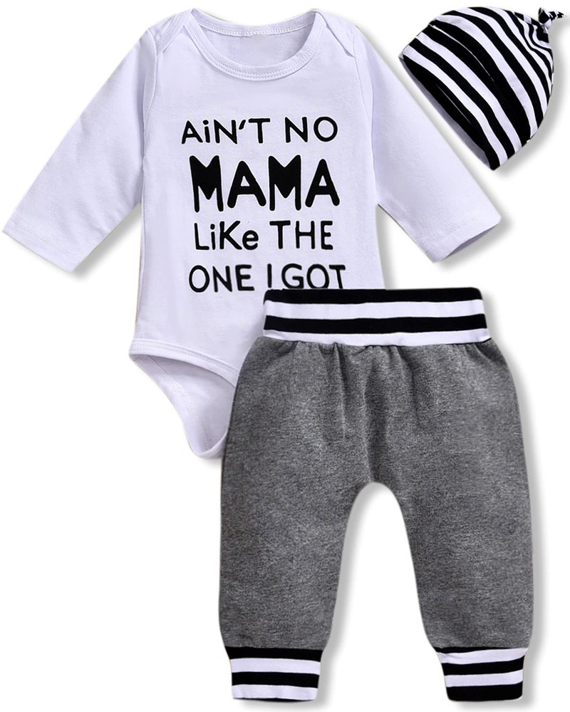 Aalizzwell Preemie Baby Boys Clothes Romper Pants Outfit Spring Fall Winter Clothing Sets (Gray, Preemie) - Image 1