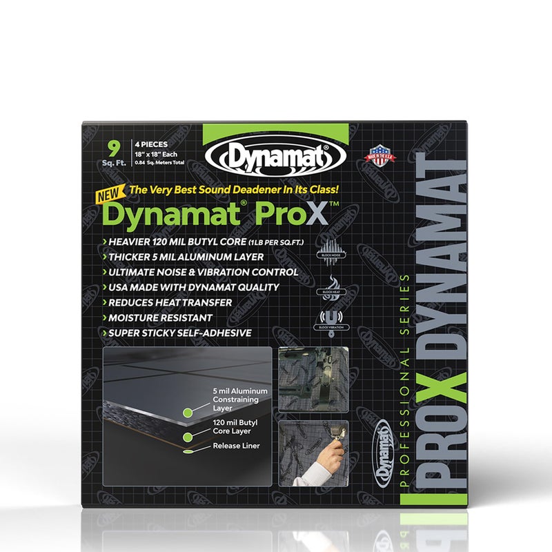 Dynamat Prox Sound Deadening Car Insulation Professional ExtraThick Noise Dampening for Floor Doors Panels Hood or Trunk Easy Self Adhesive Install Made in USA 4 Sheets 18x18 9 sq ft