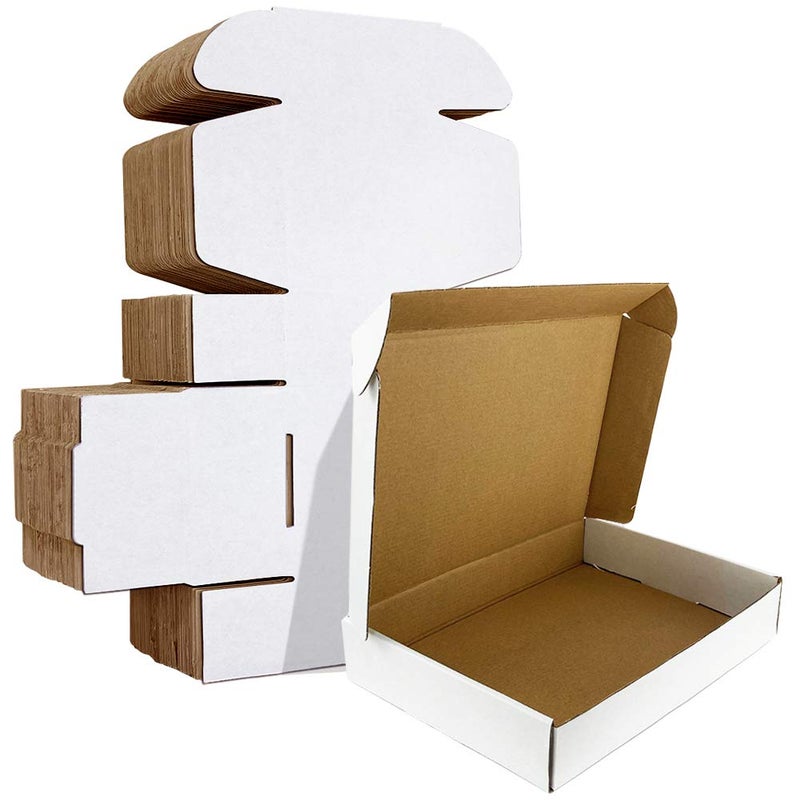 صناديق شحن HORLIMER 11x8x2 بوصة مجموعة من 25 صندوق كرتوني مضلع أبيض