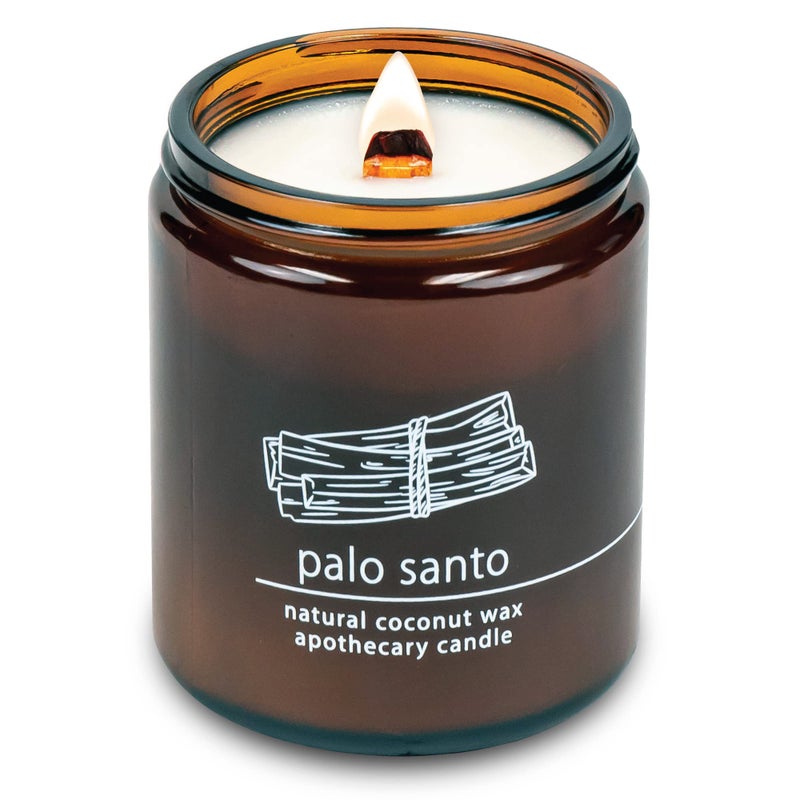 Hemlock Park Crackling Wood Wick Candle Handcrafted with Natural Coconut Wax (Standard 8 oz, Palo Santo) - Image 1