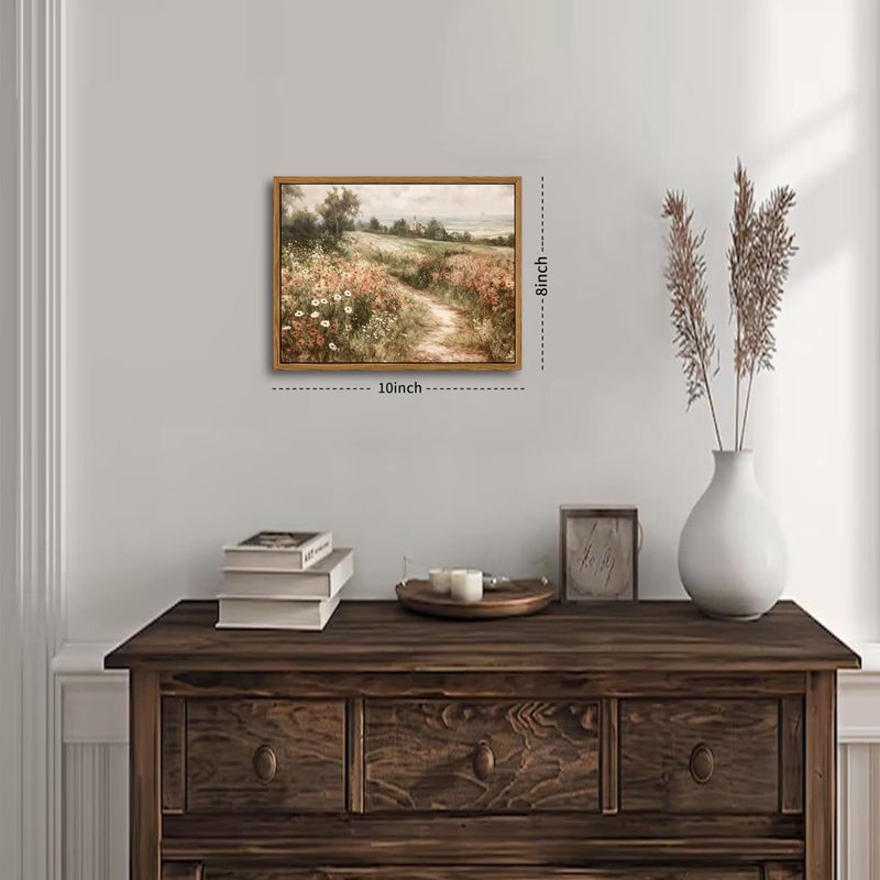 AKWISH Vintage Framed Wall Art for Living Room â€“ Vintage Wildflower Pictures Oil Paintings Canvas Prints â€“ Country Flower Modern Farmhouse Wall Decor for Bathroom Bedroom Home Office â€“ 8x10in - Image 3
