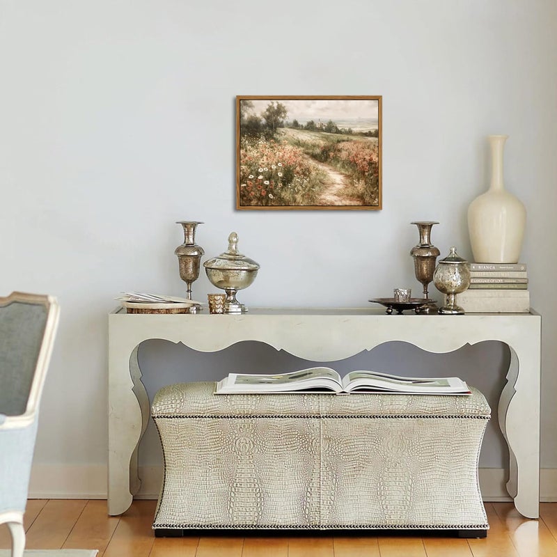 AKWISH Vintage Framed Wall Art for Living Room â€“ Vintage Wildflower Pictures Oil Paintings Canvas Prints â€“ Country Flower Modern Farmhouse Wall Decor for Bathroom Bedroom Home Office â€“ 8x10in - Image 2