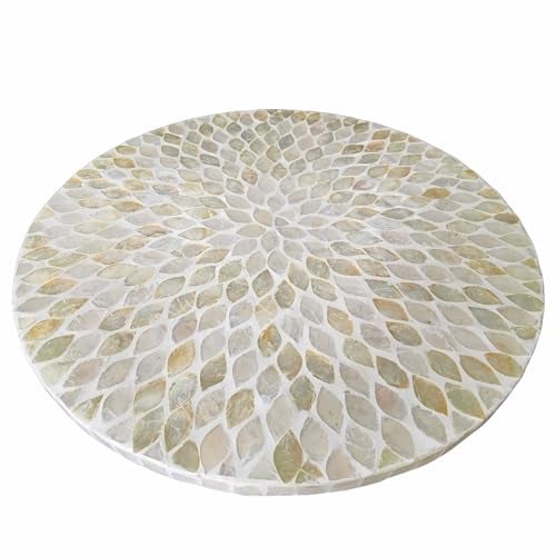i-lan ilan 16 Inch Mother of Pearl Lazy Susan Turnable Organizer for TableLarge Decorative Round Rotating Tray for Dining TableCabinetCountertopKitchen and Tabletop - Image 1
