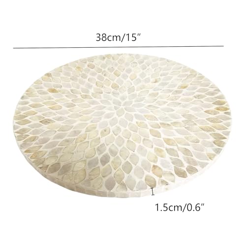 i-lan ilan 16 Inch Mother of Pearl Lazy Susan Turnable Organizer for TableLarge Decorative Round Rotating Tray for Dining TableCabinetCountertopKitchen and Tabletop - Image 3