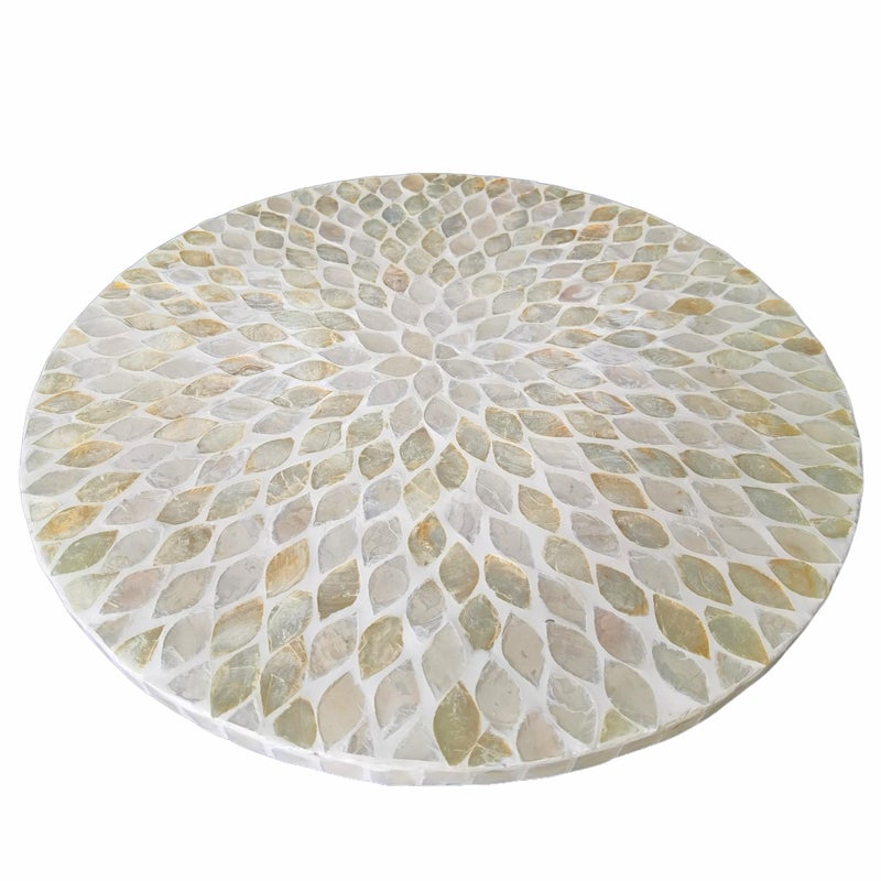 i-lan ilan 16 Inch Mother of Pearl Lazy Susan Turnable Organizer for TableLarge Decorative Round Rotating Tray for Dining TableCabinetCountertopKitchen and Tabletop - Image 2