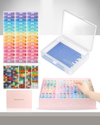 forever young 45pcs Diamond Painting Storage Containers Trays, Diamond Art Accessories Diamond Painting Trays with Lids, 2-in-1 Storage, Bead Storage & Line-Up, Box Package - Image 1
