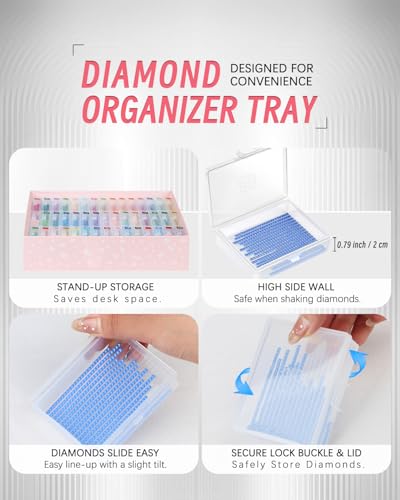 forever young 45pcs Diamond Painting Storage Containers Trays, Diamond Art Accessories Diamond Painting Trays with Lids, 2-in-1 Storage, Bead Storage & Line-Up, Box Package - Image 5