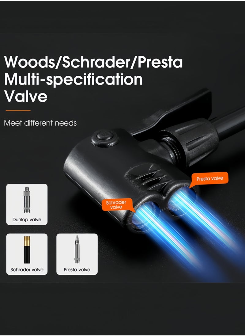 WEST BIKING Bike Pump with Pressure Gauge - Bicycle Air Pump for All Valves - 11 Bar / 160 Psi Bike Floor Pump - Bike Tire Pump for e-Bikes, Mountain Bikes, Bicycle Pump for Presta Valve With Tire Pressure Gauge and Air Needle  - Image 3
