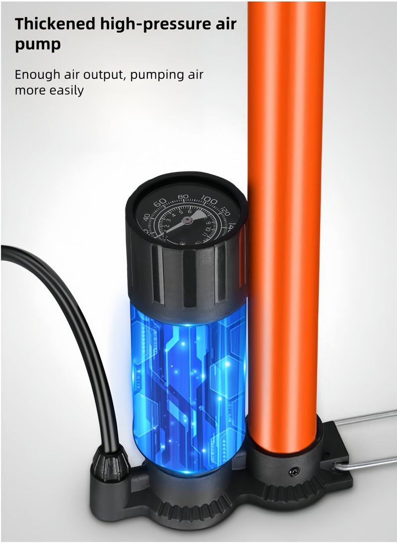 WEST BIKING - Bike Pump with Pressure Gauge - Bicycle Air Pump for All Valves - 11 Bar / 160 Psi Bike Floor Pump - Bike Tire Pump for e-Bikes, Mountain Bikes, Bicycle Pump for Presta Valve With Tire Pressure Gauge and Air Needle - Image 1