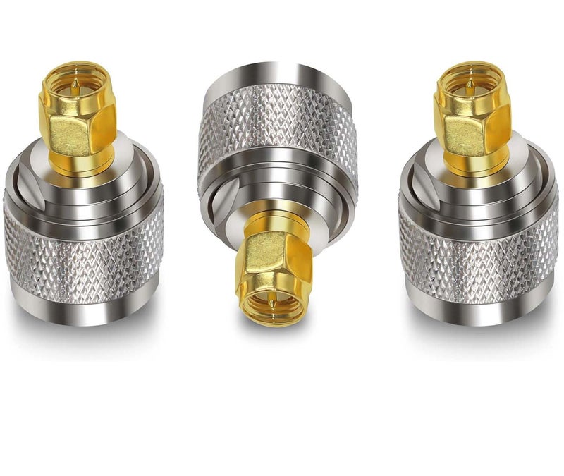 ABONIX SMA Male to N Male RF Adapter, Coaxial Connector, Adapter for RF Testing, Antennas, Wireless Communication and Broadcast Equipment (Pack of 3) - Image 1