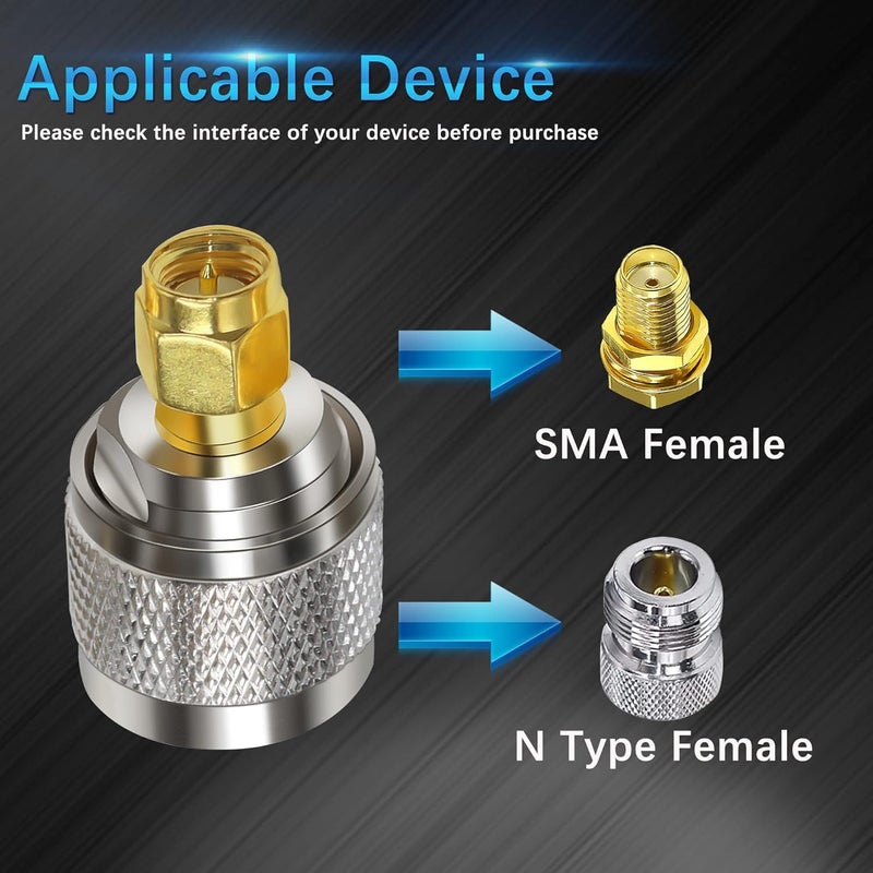 ABONIX SMA Male to N Male RF Adapter, Coaxial Connector, Adapter for RF Testing, Antennas, Wireless Communication and Broadcast Equipment (Pack of 3) - Image 3
