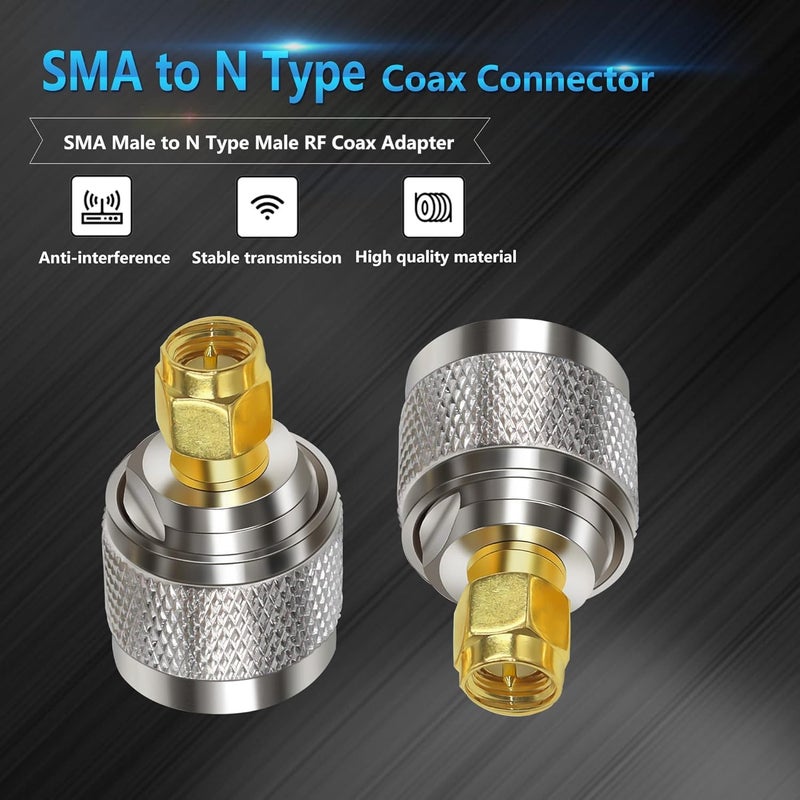 ABONIX SMA Male to N Male RF Adapter, Coaxial Connector, Adapter for RF Testing, Antennas, Wireless Communication and Broadcast Equipment (Pack of 3) - Image 2