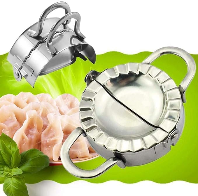 SKYZONE EXPORT SKYZONE EXPORT Momos Maker Stainless Steel Dumpling Maker Dough Press Mould Wrapper Dough Cutter Momos Maker Cutter for Kitchen Making Tools Samosa karanji Gujiya Ghughra Maker Mould Machine 1pc  - Image 2