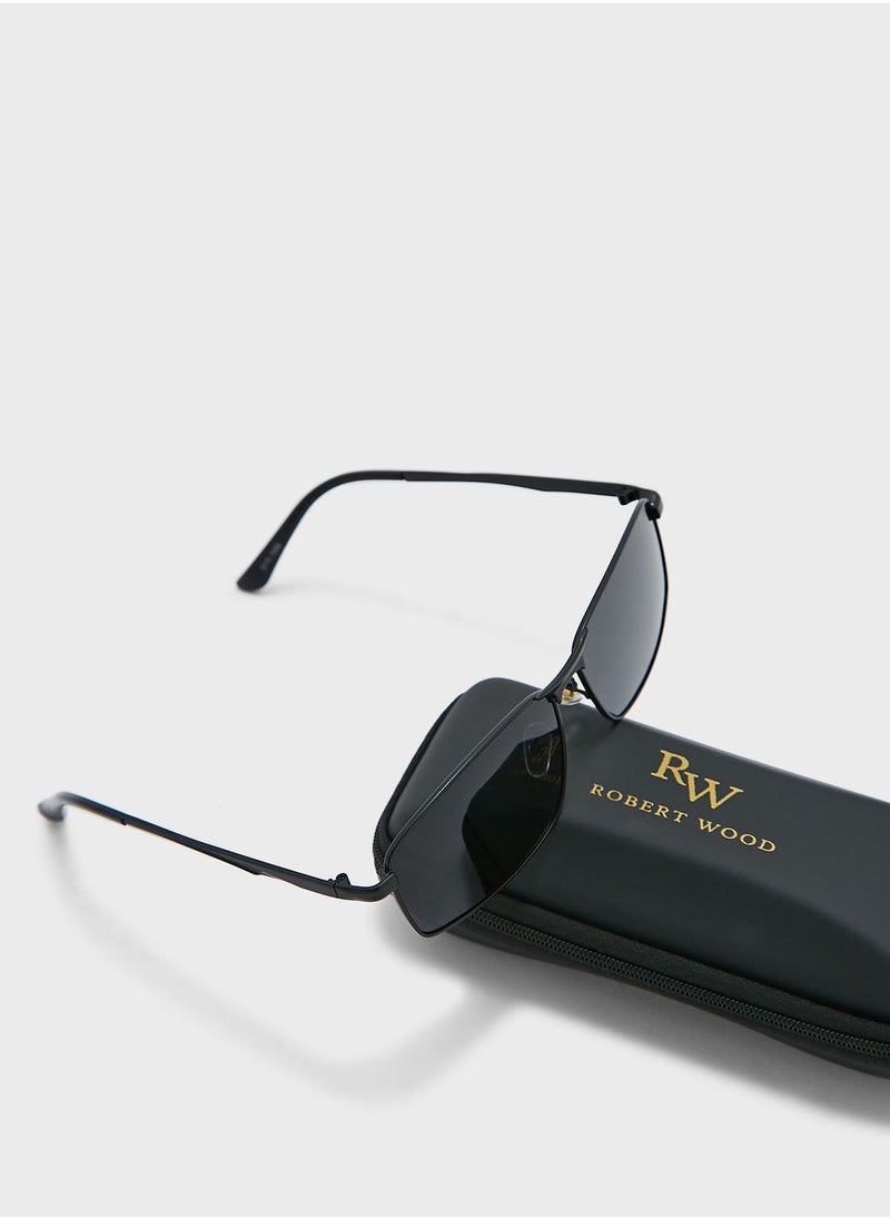 Robert Wood - Polarized Rectangular  Sunglasses - Image 1