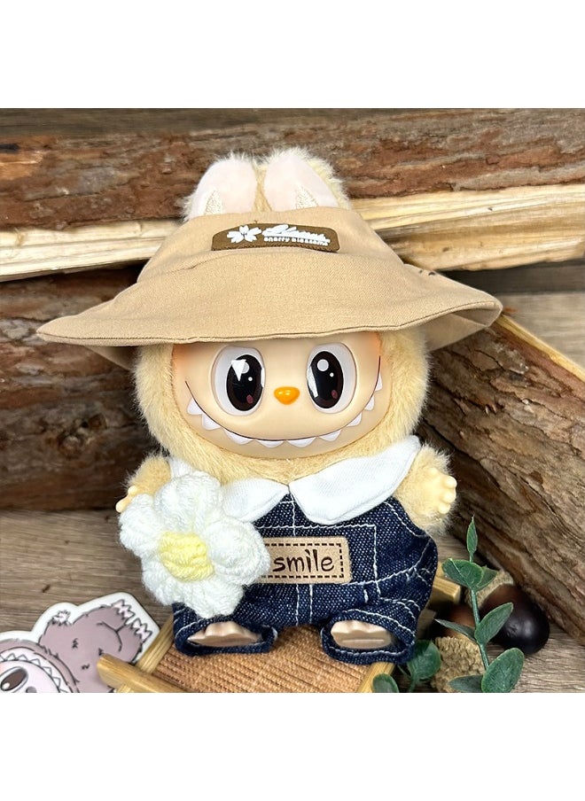 LABUBU LABUBU Universal Doll Outfit – New Spring Wild Set with Hat, T-Shirt, Overalls & Corsage – Fits Gen 1 & 2 Plush/Vinyl Dolls (Doll Not Included)  - Image 1