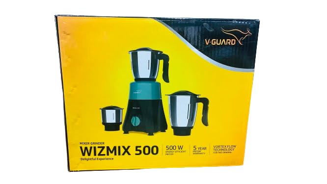 V-GUARD WIZMIX 500 Mixer Grinder Deep Teal and Jungle Green - Image 2