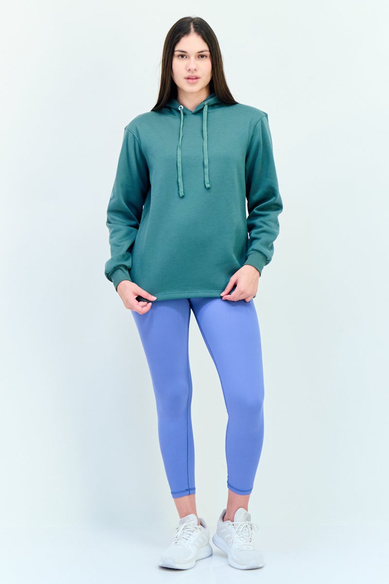 BSP Women Sportswear Fit Outdoor Hooded Sweatshirt, Green  - Image 4