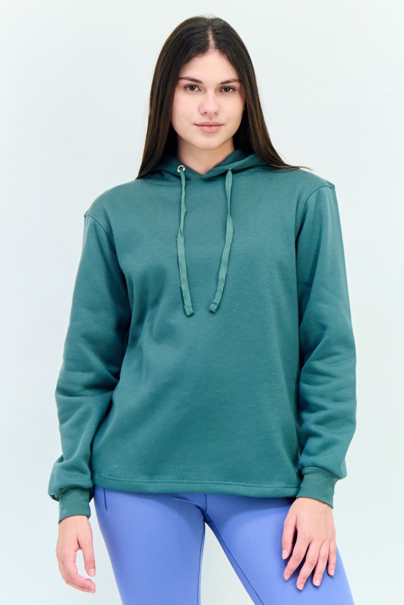 BSP Women Sportswear Fit Outdoor Hooded Sweatshirt, Green  - Image 1