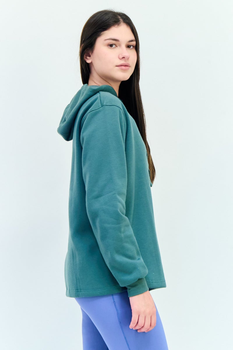 BSP Women Sportswear Fit Outdoor Hooded Sweatshirt, Green  - Image 2
