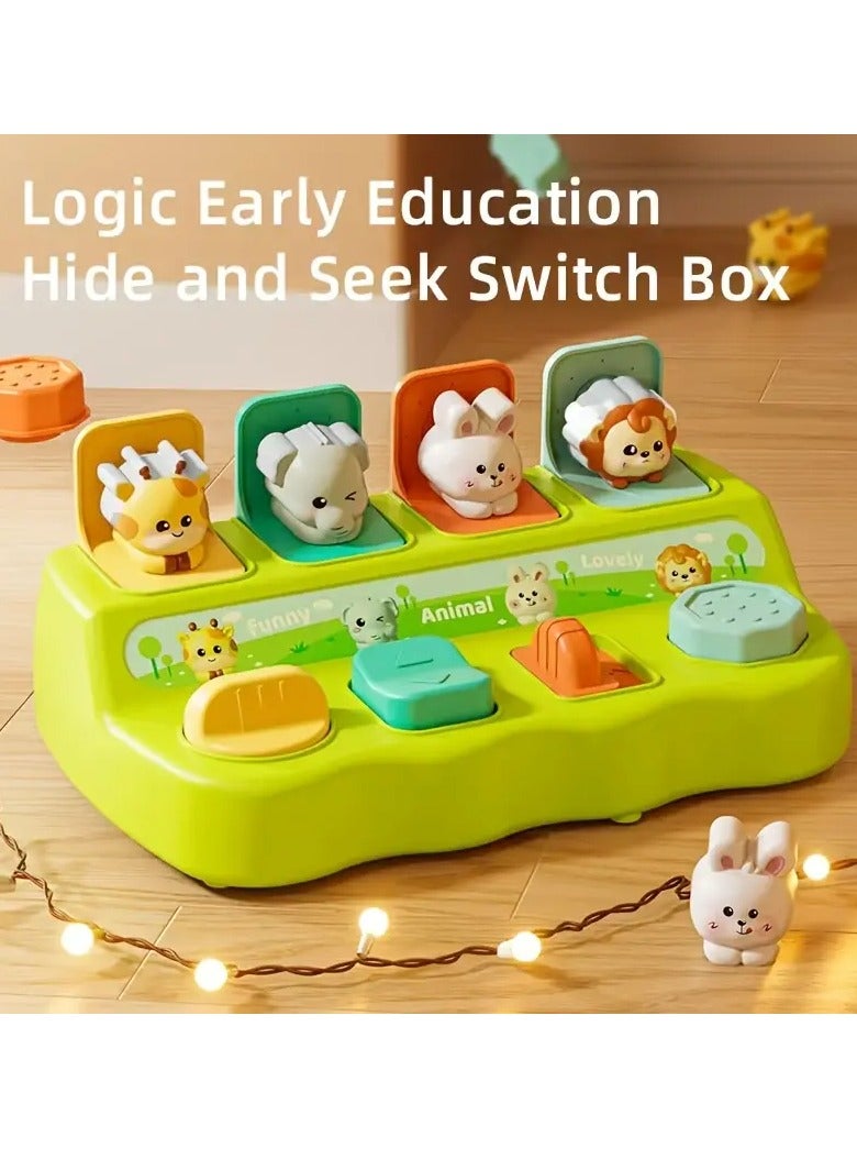 Interactive Pop-Up Hide  Seek Toy Box – Logical Thinking  Shape Matching Puzzle, Early Learning Educational Toy for Babies  Toddlers, Surprise Animal Mechanism with on Switch, Perfect for ,   Birthd - Image 2