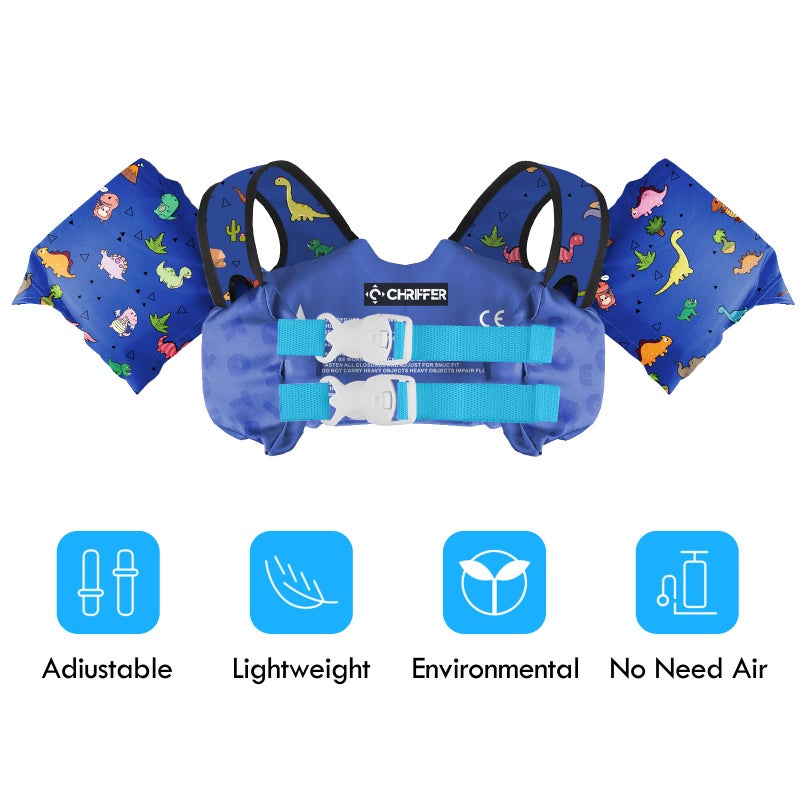 Chriffer Kids Swim Vest Life Jacket for 22-66 Pounds Boys and Girls, Toddler Floaties with Shoulder Harness Arm Wings for 2,3,4,5,6,7 Years Old Baby - Image 2
