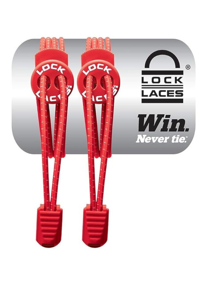 LOCK LACES Lock Laces - Elastic No Tie Shoelaces, One Size Fits All, for Kids and Adults, Elastic No Tie Shoe Laces red 