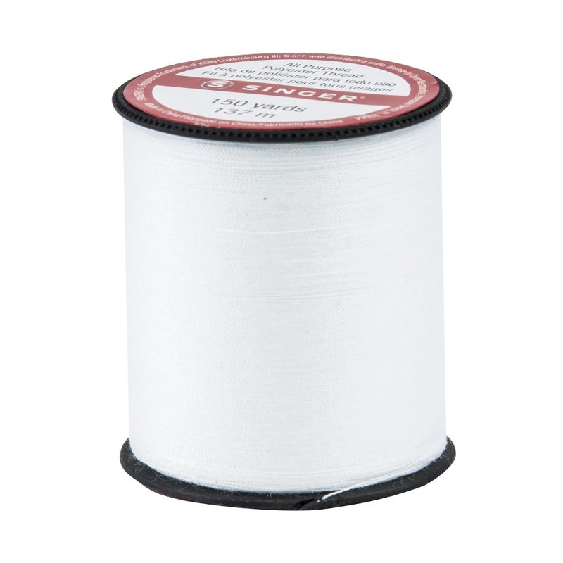 SINGER 150-yard All Purpose Polyester Thread, 1-Pack, White, Model:60100 - Image 1
