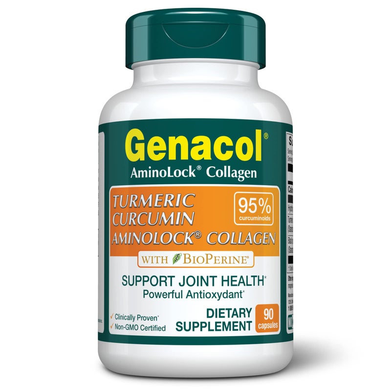 Genacol Turmeric Curcumin Collagen Supplement Enhanced Absorption with 95 Curcuminoids Black Pepper AminoLock Colageno Supports Healthy Joints 90 Capsules