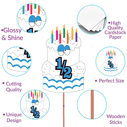 Party Propz Half Birthday Decoration For Baby Boy - 32Pcs Items Set (Banner, Photo Booth) - Blue & Pink Half Birthday Theme - Image 5