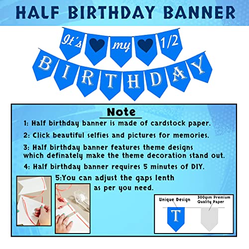 Party Propz Half Birthday Decoration For Baby Boy - 32Pcs Items Set (Banner, Photo Booth) - Blue & Pink Half Birthday Theme - Image 3