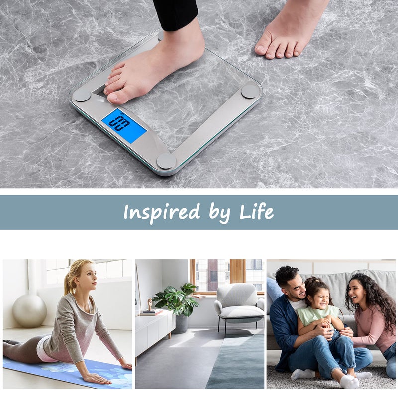 Vitafit ميزان حمام رقمي فيتافيت لقياس الوزن، دقة عالية مضمونة من قبل محترفي الوزن منذ 2001، شاشة LCD زرقاء مضاءة خلفياً بحجم كبير، سهل الاستخدام، 400 رطل/180 كجم، زجاج شفاف - Image 5