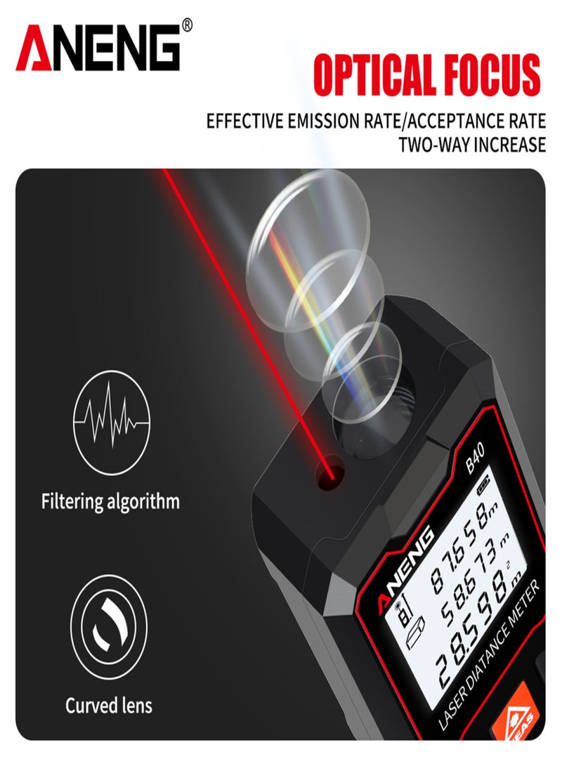 ANENG ANENG 40m Measure LCD Digital Distance Meter with Bubble Level Mini Range Finder Distance/ Area/ Volume/ Pythagorean Measuring Tool Unit Switching Data Storage - Image 4