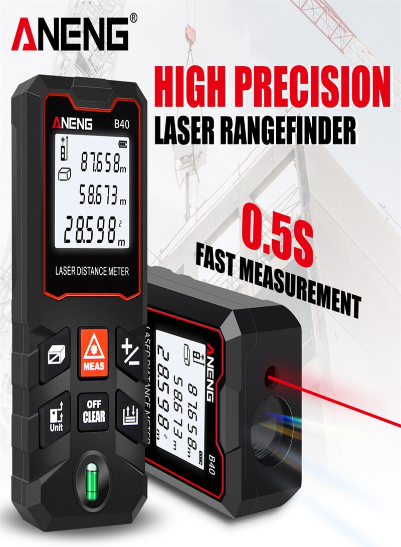ANENG ANENG 40m Measure LCD Digital Distance Meter with Bubble Level Mini Range Finder Distance/ Area/ Volume/ Pythagorean Measuring Tool Unit Switching Data Storage - Image 2