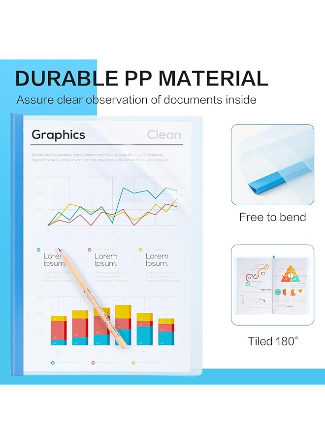 ديلي مجموعة من 10 أغلفة تقارير شفافة بشريط منزلق ومجلدات ملفات عرض السيرة الذاتية ومنظم ملفات للورق مقاس A4 باللون الأزرق - Image 5
