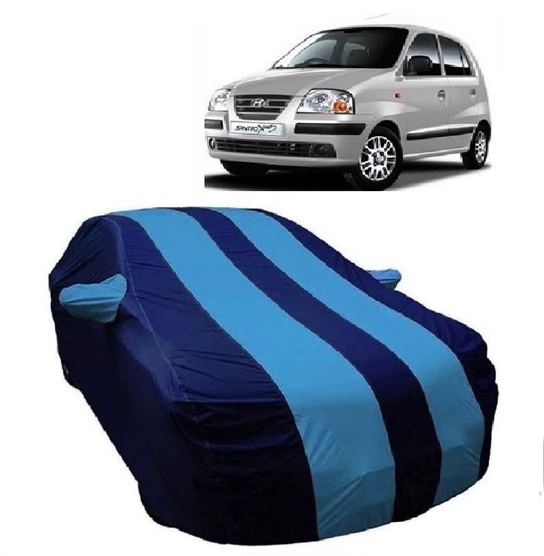 Carigiri Sky Blue and Navy Blue Car Body Cover for Hyundai Santro Xing(Triple Stitched,Mirror Pocket)(Models-2004, 2005, 2006, 2007, 2008, 2009, 2010, 2011, 2012, 2013, 2014, 2015, 2016) - Image 1