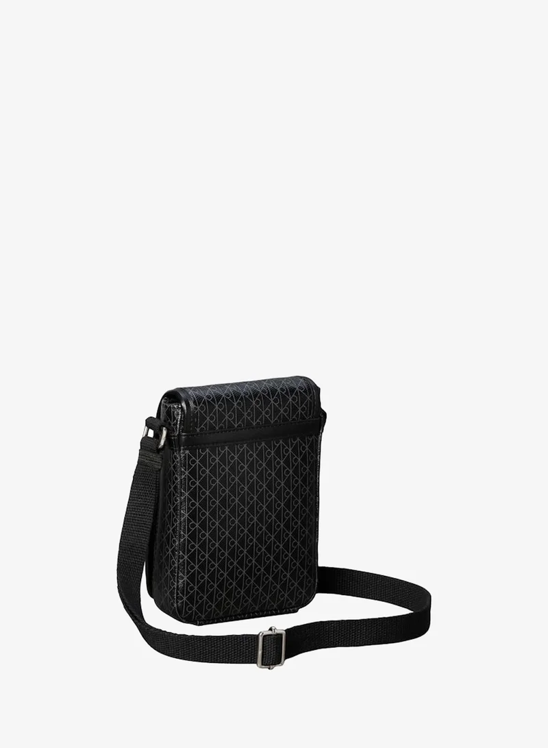 Calvin Klein Black Emblem Coated Phone Crossbody Bag for Men | Best Price UAE
