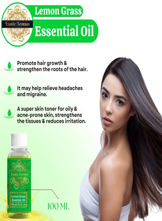 Exotic Aromas Lemongrass Essential Oil for Aroma Therapy, Stress Relief, Hair, Skin & Sleep, 100 M - Image 3