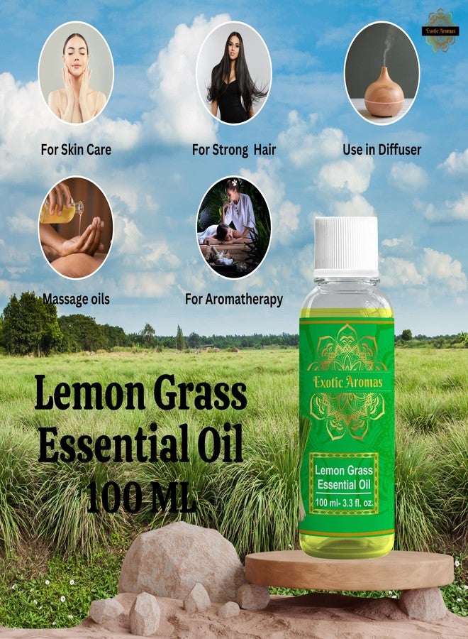 Exotic Aromas Lemongrass Essential Oil for Aroma Therapy, Stress Relief, Hair, Skin & Sleep, 100 M - Image 2