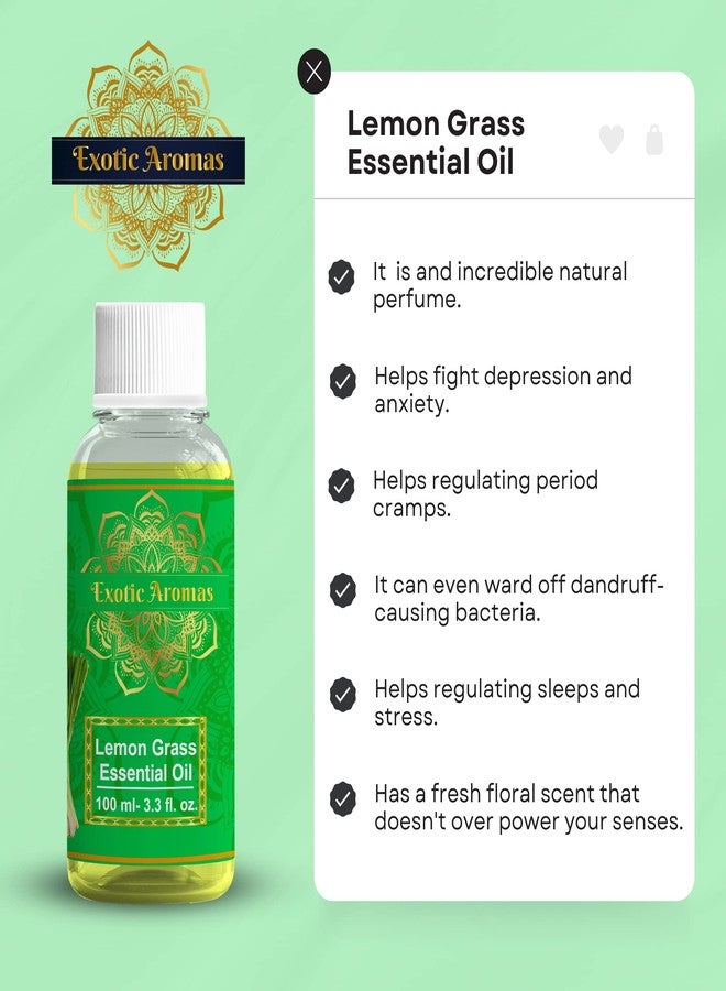 Exotic Aromas Lemongrass Essential Oil for Aroma Therapy, Stress Relief, Hair, Skin & Sleep, 100 M - Image 4