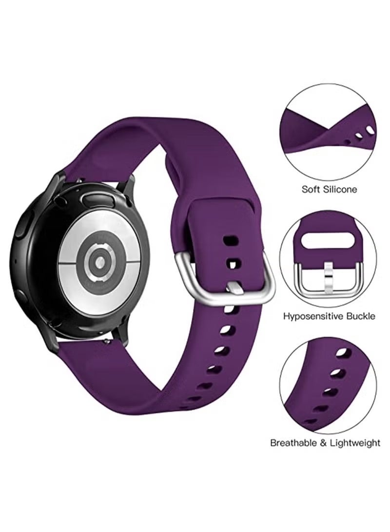 Silicone Sport Strap for Samsung Galaxy Active 2, 20 Mm Watch Bands Compatible for Samsung Galaxy Watch Active 2, Women Men, 4 Pack ( Black, White, Dark Purple, Dark Blue ) - Image 2