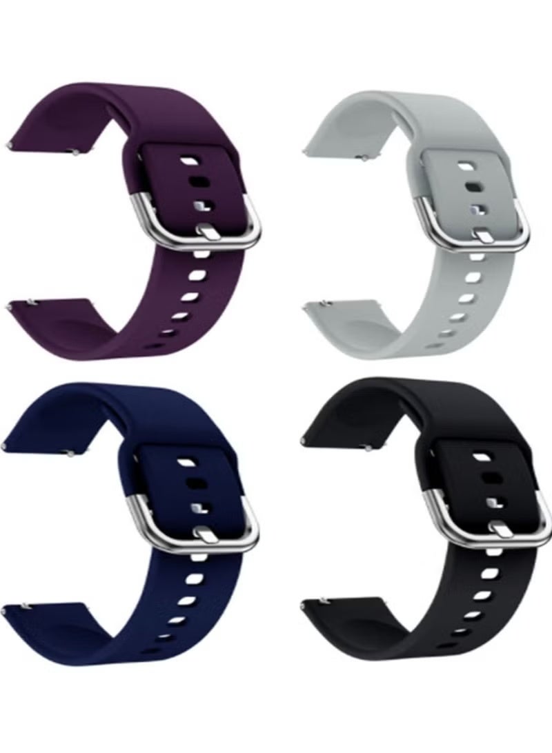 Silicone Sport Strap for Samsung Galaxy Active 2, 20 Mm Watch Bands Compatible for Samsung Galaxy Watch Active 2, Women Men, 4 Pack ( Black, White, Dark Purple, Dark Blue ) - Image 1