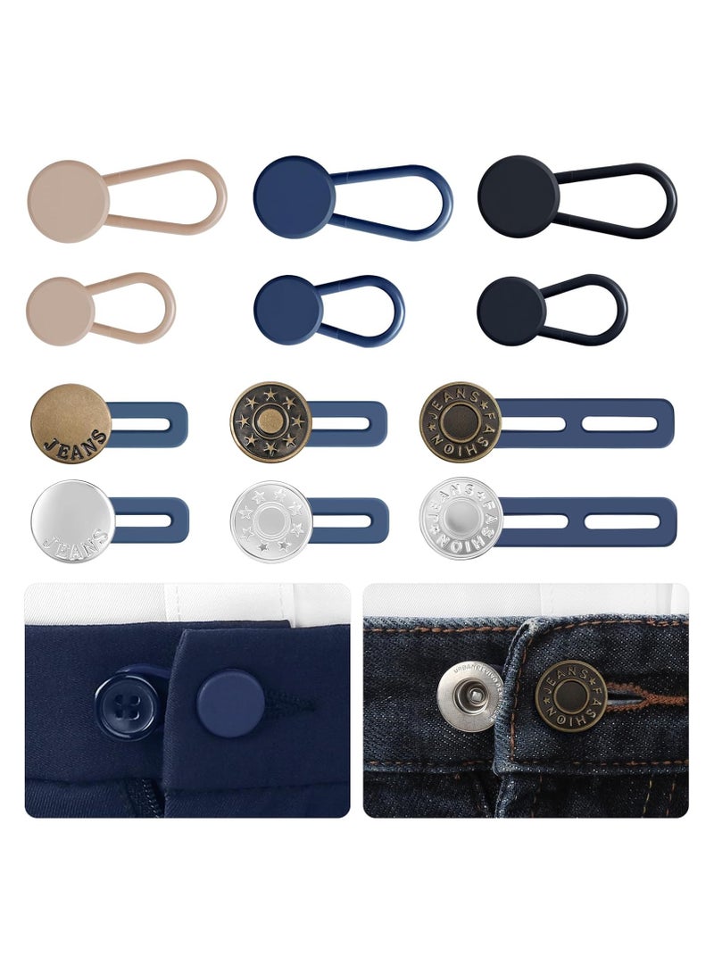 12 Pcs Pant Button Extenders for Jeans, Waist Extenders for Pants for Men, Jean Button Extenders for Momen, No Sew Waist Extensions for 1-1.8 Inches - Image 1