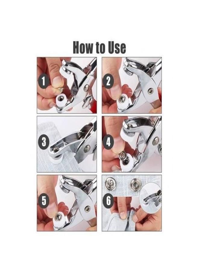 Complete Clothing Press Stud Installation Tool Set with Fastening Pliers, 100 Sewing Buttons and Snaps, Hollow Snaps, and Metal Buckle Accessory for Sewing and Crafts - KataKeet Store  - Image 3