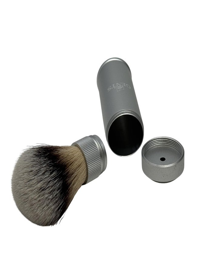G.B.S GENTS Travel Shaving Brush with Collapsible Canister – Synthetic Bristles, Compact Portable Wet Shaving Brush for Men, Chrome-Style Travel Grooming Brush for Home, Gym & Hotel Use (Silver, 6 Inches - Image 3
