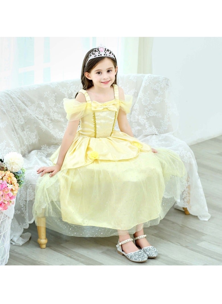 M MIAOYAN Princess dress, baby girl, toddler, children's clothing dress hostess costume gorgeous 5 layer embroidered skirt - Image 4