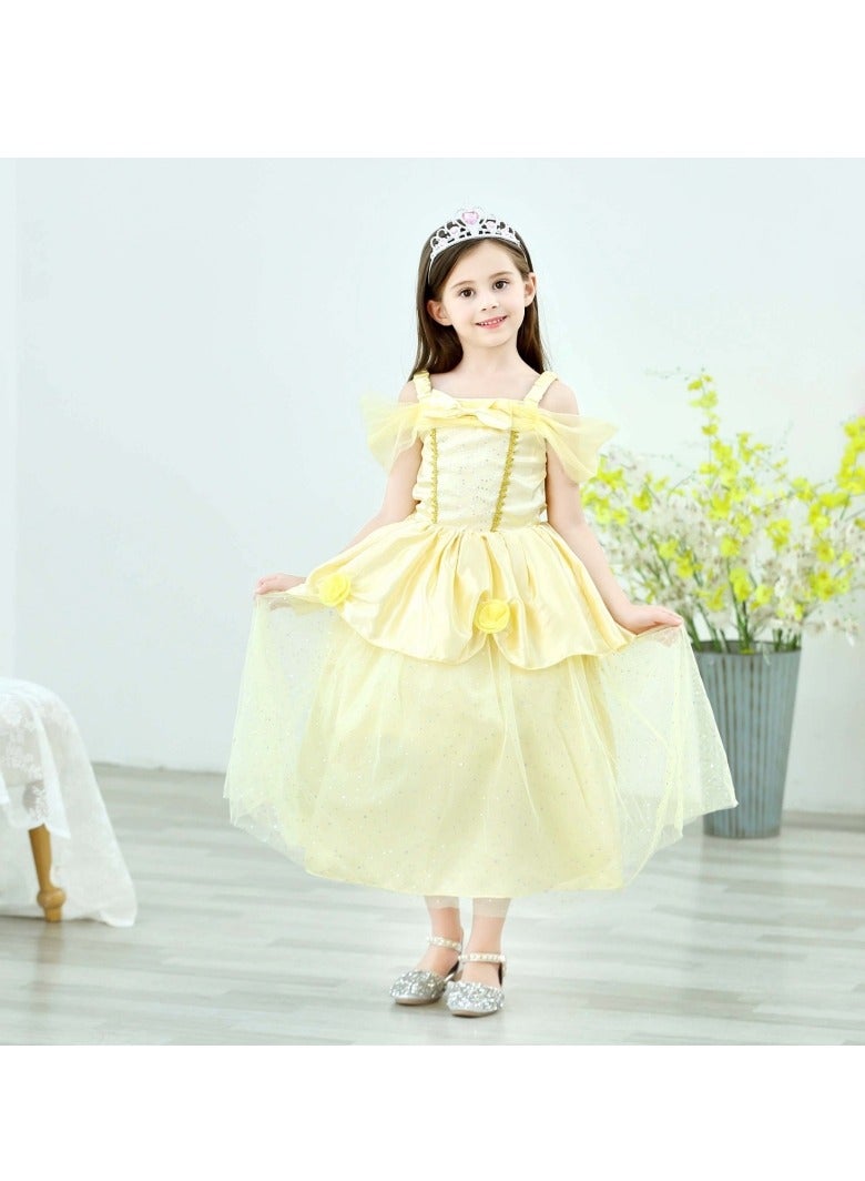 M MIAOYAN Princess dress, baby girl, toddler, children's clothing dress hostess costume gorgeous 5 layer embroidered skirt - Image 3