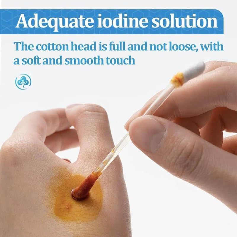 Cozron Cozron 50 Pcs Disposable Iodine Swab Disinfected Cotton Swab Medical Iodine Cotton Stick Clean Wounds Care Sterilization For Outdoor Medical Supplies by UBae - Image 5