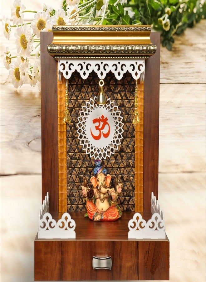 7CR Wood Mandir Cabinet, Brown, Rectangular, 1 Piece - Image 1