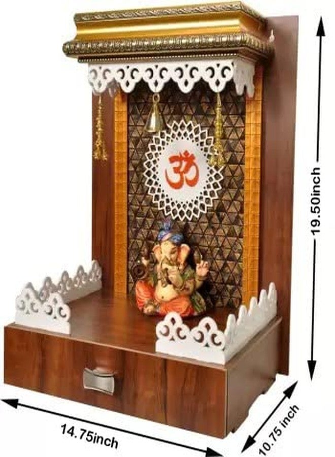 7CR Wood Mandir Cabinet, Brown, Rectangular, 1 Piece - Image 3